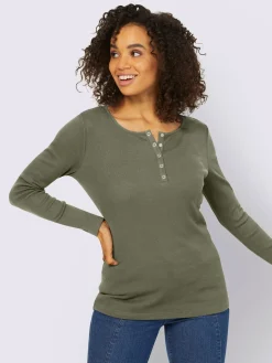 Best Connection T-Shirts<T-shirt à manches longues encolure avec patte de boutonnage