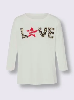 Mandarin T-Shirts<T-shirt à manches longues inscription tendance