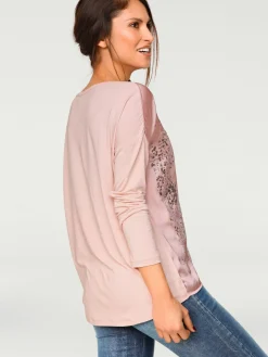 Rick Cardona T-Shirts<T-shirt à manches longues imprimé tendance à effet métallisé