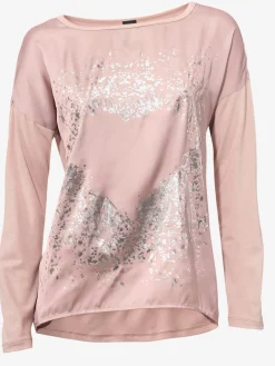 Rick Cardona T-Shirts<T-shirt à manches longues imprimé tendance à effet métallisé