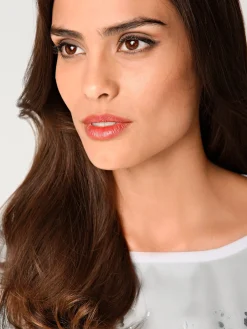 Rick Cardona T-Shirts<T-shirt à manches longues imprimé tendance à effet métallisé