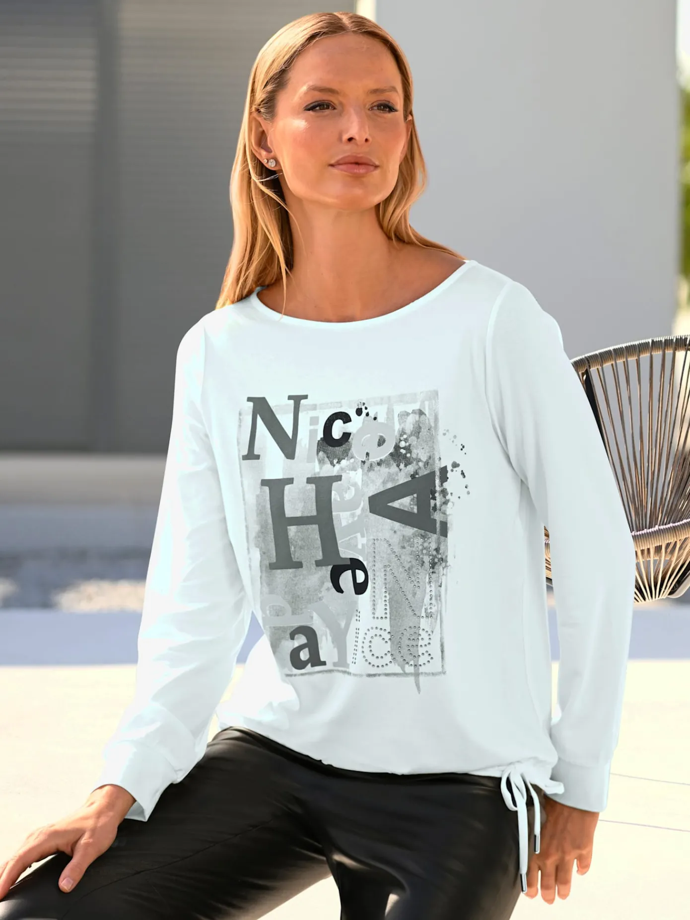 Rick Cardona T-Shirts<T-shirt à manches longues imprimé plaqué devant