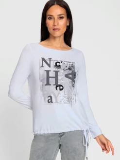 Rick Cardona T-Shirts<T-shirt à manches longues imprimé plaqué devant