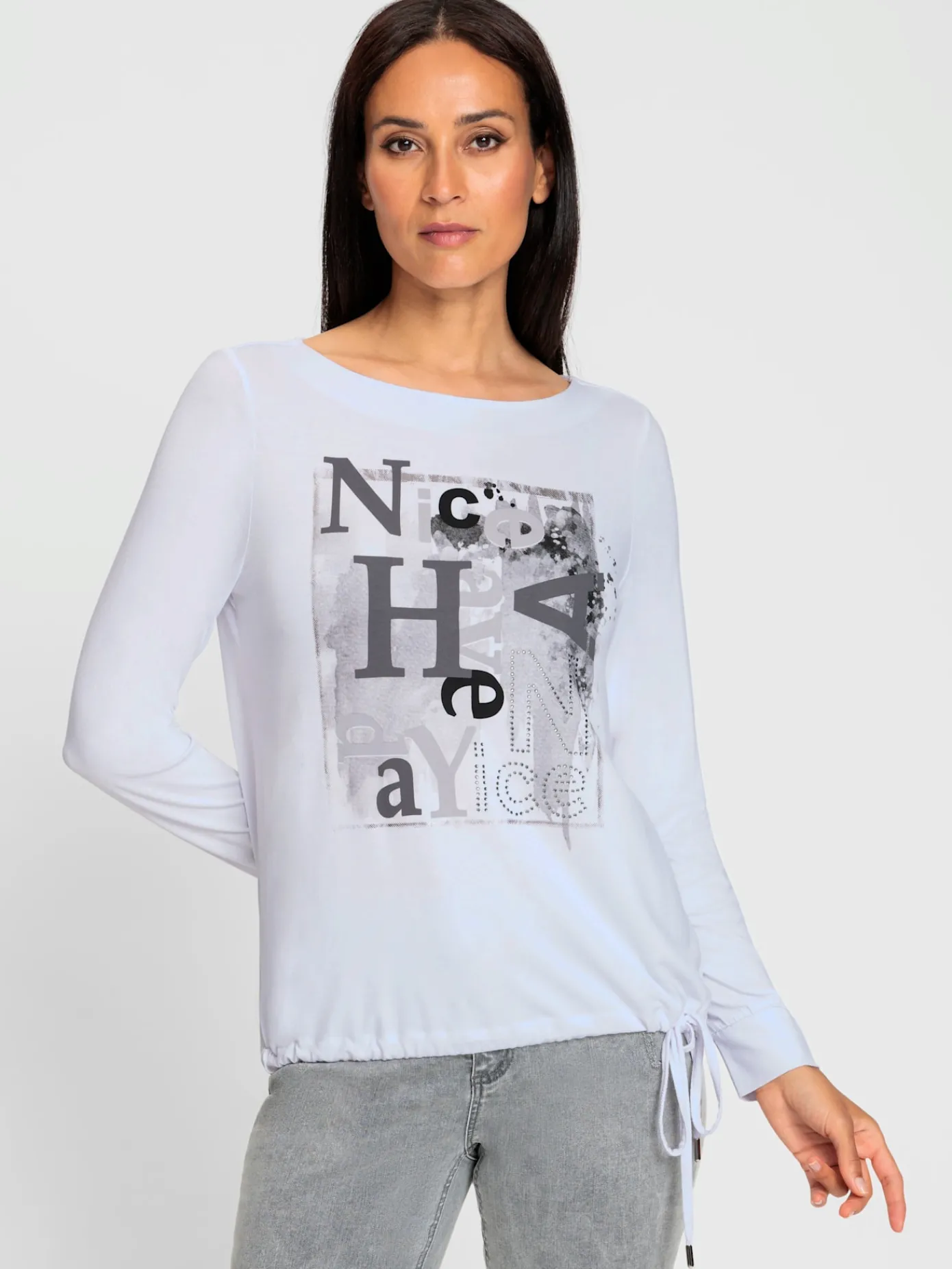 Rick Cardona T-Shirts<T-shirt à manches longues imprimé plaqué devant