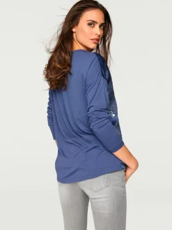 Rick Cardona T-Shirts<T-shirt à manches longues imprimé tendance à effet métallisé