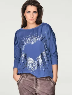 Rick Cardona T-Shirts<T-shirt à manches longues imprimé tendance à effet métallisé