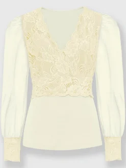 Ashley Brooke T-Shirts<T-shirt à manches longues jolie dentelle sur l'encolure