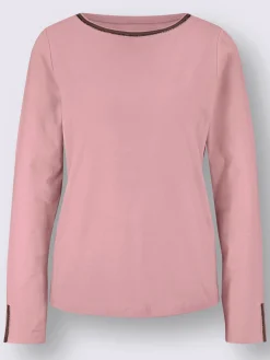 Creation L T-Shirts<T-shirt à manches longues petites pierres fantaisie sur l'encolure