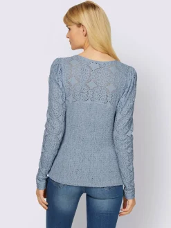 Linea Tesini T-Shirts<T-shirt à manches longues superbe empiècement en dentelle