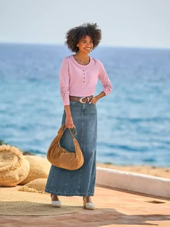 Linea Tesini T-Shirts<T-shirt à manches longues superbe empiècement en dentelle