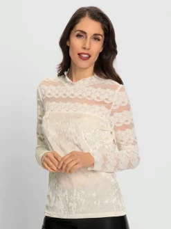 Ashley Brooke T-Shirts<T-shirt à manches longues velours élastique brillant