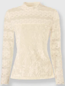 Ashley Brooke T-Shirts<T-shirt à manches longues velours élastique brillant