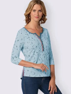 T-Shirts<T-shirt à motif original boutonnière col et fentes