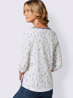 T-Shirts<T-shirt à motif original boutonnière col et fentes