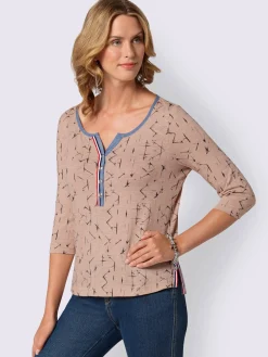 T-Shirts<T-shirt à motif original boutonnière col et fentes