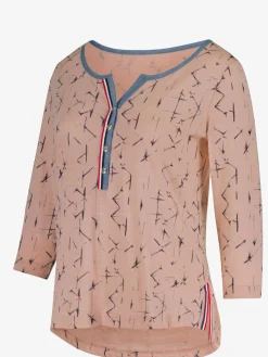 T-Shirts<T-shirt à motif original boutonnière col et fentes