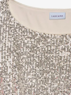 LASCANA T-Shirts<T-shirt à paillettes t-shirt brillant décontracté avec large encolure ronde