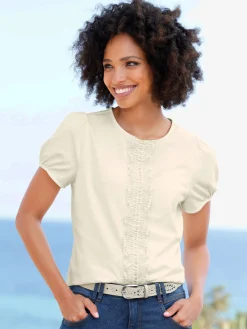 Linea Tesini T-Shirts<T-shirt bande en dentelle cousue