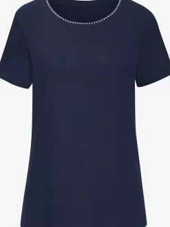 Vivance T-Shirts<T-shirt broderie contrastée tendance à l'encolure ronde