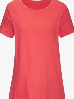 Vivance T-Shirts<T-shirt broderie contrastée tendance à l'encolure ronde