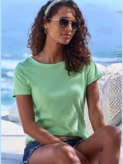 Vivance T-Shirts<T-shirt broderie contrastée tendance à l'encolure ronde