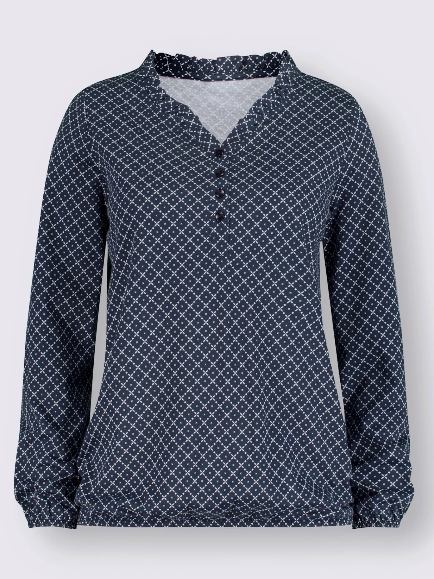 T-Shirts<T-shirt col en v volantée manches longues avec ourlet élastique