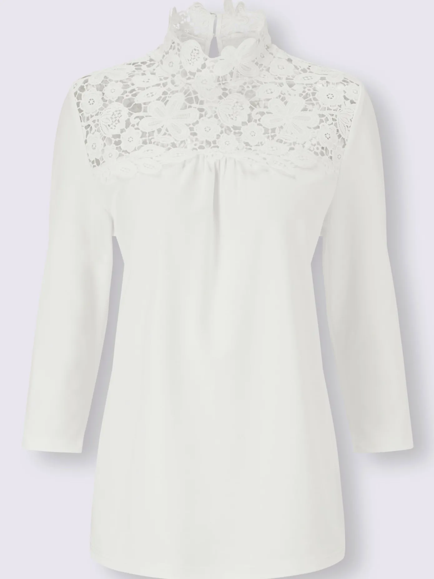 Alessa W. T-Shirts<T-shirt col montant orné dentelle florale brodée