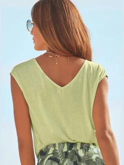 s.Oliver T-Shirts<T-shirt col v avec cordons