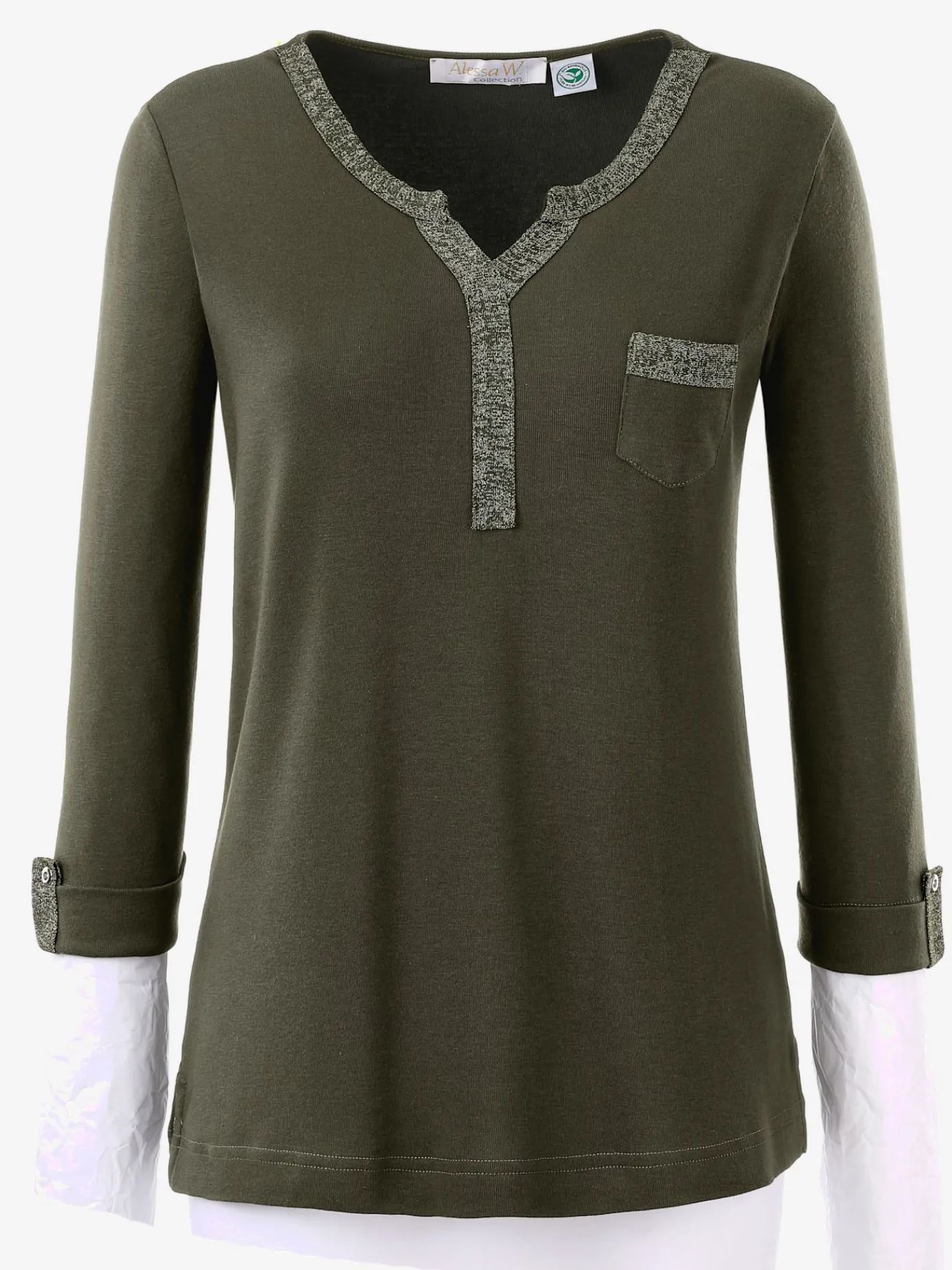 Alessa W. T-Shirts|Tenues De Cérémonie<T-shirt col v imprimé manches 3/4 poche poitrine