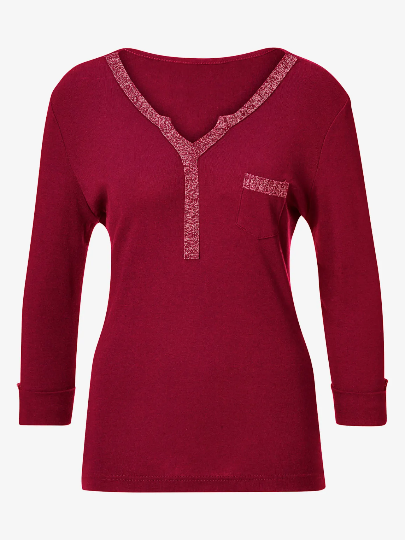 Alessa W. Tenues De Cérémonie|T-Shirts<T-shirt col v imprimé manches 3/4 poche poitrine