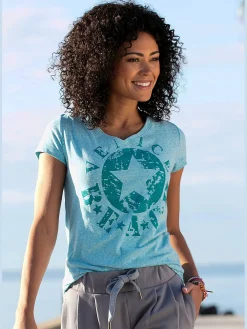 Venice Beach T-Shirts<T-shirt de plage imprimé devant sur le côté pour un look vintage tendance