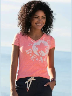 Venice Beach T-Shirts<T-shirt de plage imprimé devant sur le côté pour un look vintage tendance
