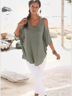 LASCANA T-Shirts<T-shirt de plage large encolure ronde