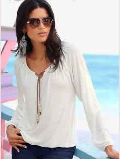 s.Oliver T-Shirts<T-shirt de plage lien à nouer à l'encolure élastiquée