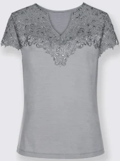 Alessa W. T-Shirts|Tenues De Cérémonie<T-shirt empiècement en broderie anglaise manches courtes