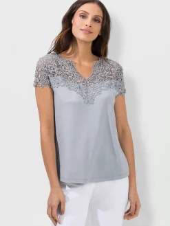 Alessa W. T-Shirts|Tenues De Cérémonie<T-shirt empiècement en broderie anglaise manches courtes