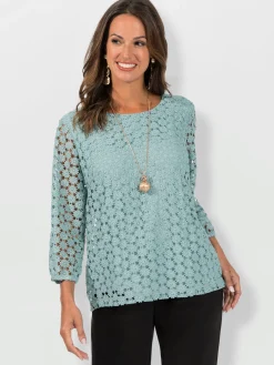 Fair Lady Tenues De Cérémonie|T-Shirts<T-shirt en dentelle dentelle aux manches