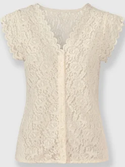 Ashley Brooke T-Shirts<T-shirt en dentelle dentelle à l'encolure et manches courtes