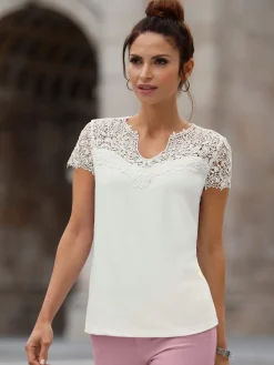 Fair Lady Tenues De Cérémonie|T-Shirts<T-shirt en dentelle empiècement en dentelle