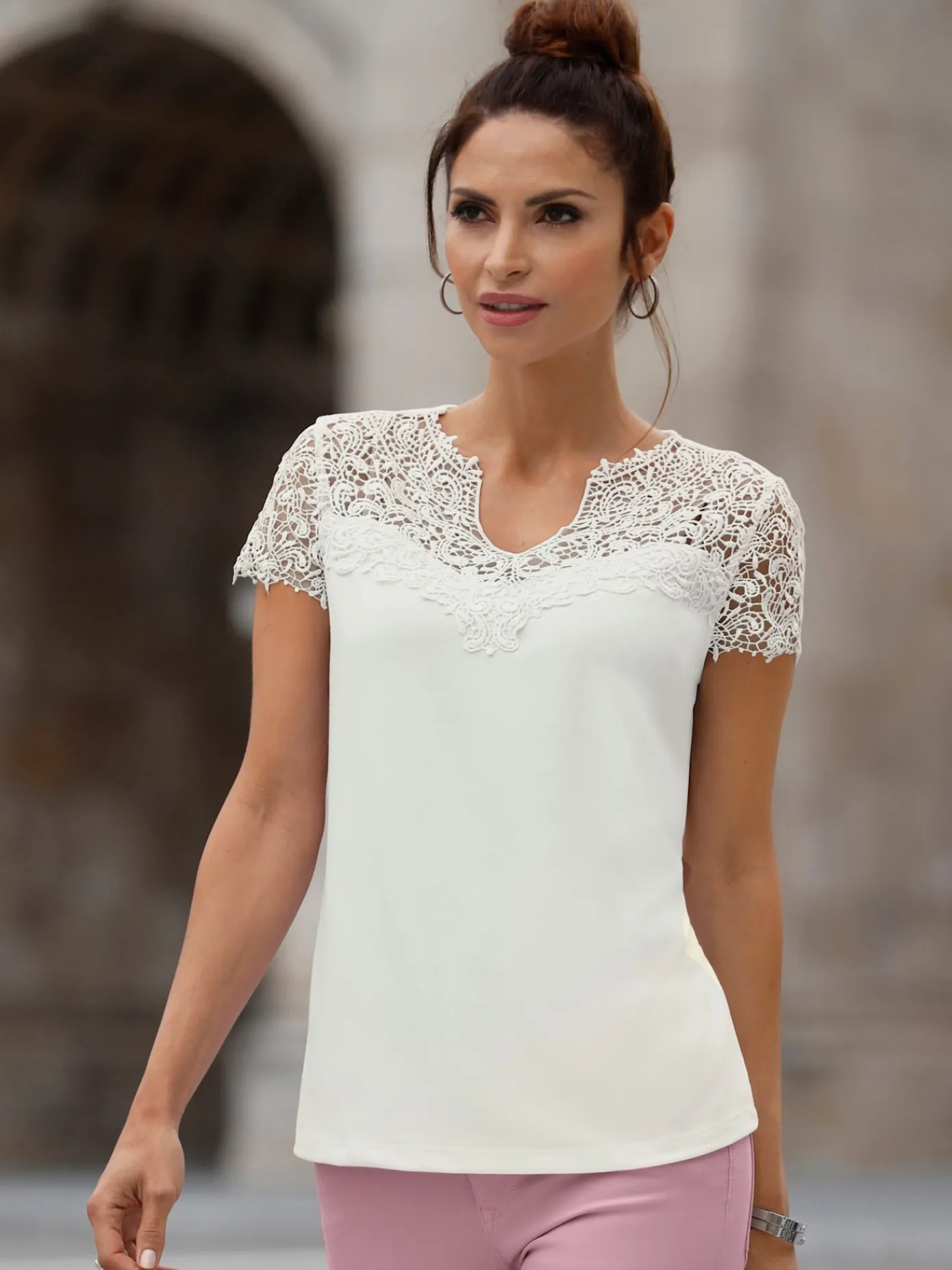 Fair Lady Tenues De Cérémonie|T-Shirts<T-shirt en dentelle empiècement en dentelle