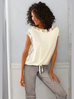 Linea Tesini T-Shirts<T-shirt en dentelle look romantique