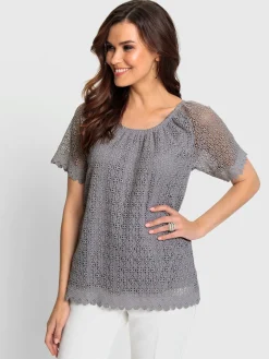 Fair Lady T-Shirts<T-shirt en dentelle opaque avec doublure