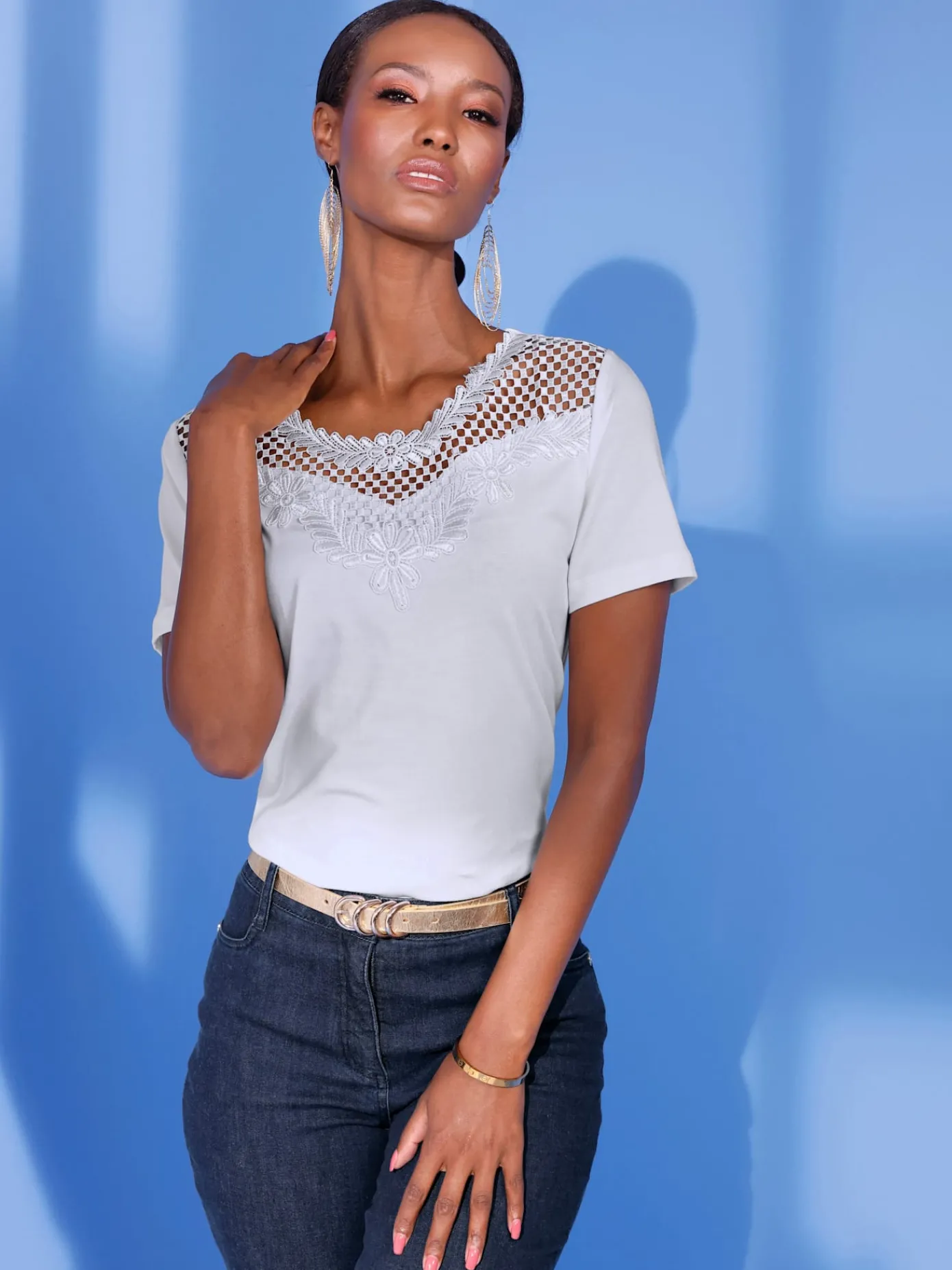 Creation L T-Shirts<T-shirt en dentelle qualité lyocell estivale