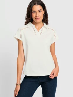 T-Shirts<T-shirt en v bande en dentelle filigrane