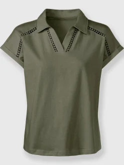 T-Shirts<T-shirt en v bande en dentelle filigrane