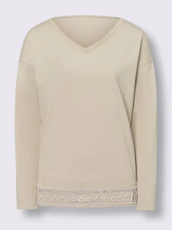 Linea Tesini T-Shirts<T-shirt en v bordure en dentelle à l’ourlet