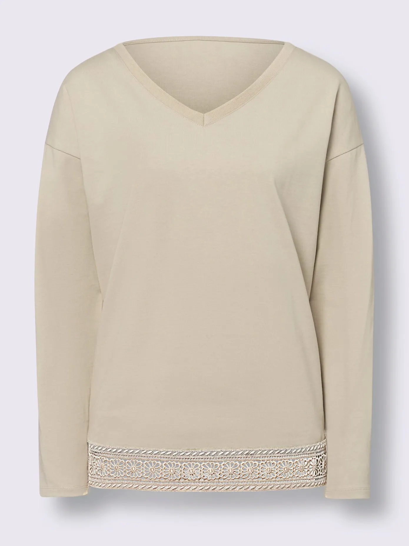 Linea Tesini T-Shirts<T-shirt en v bordure en dentelle à l’ourlet