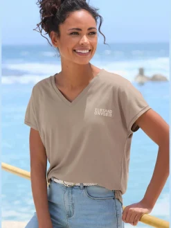 Elbsand T-Shirts<T-shirt en v logo imprimé sur la poitrine