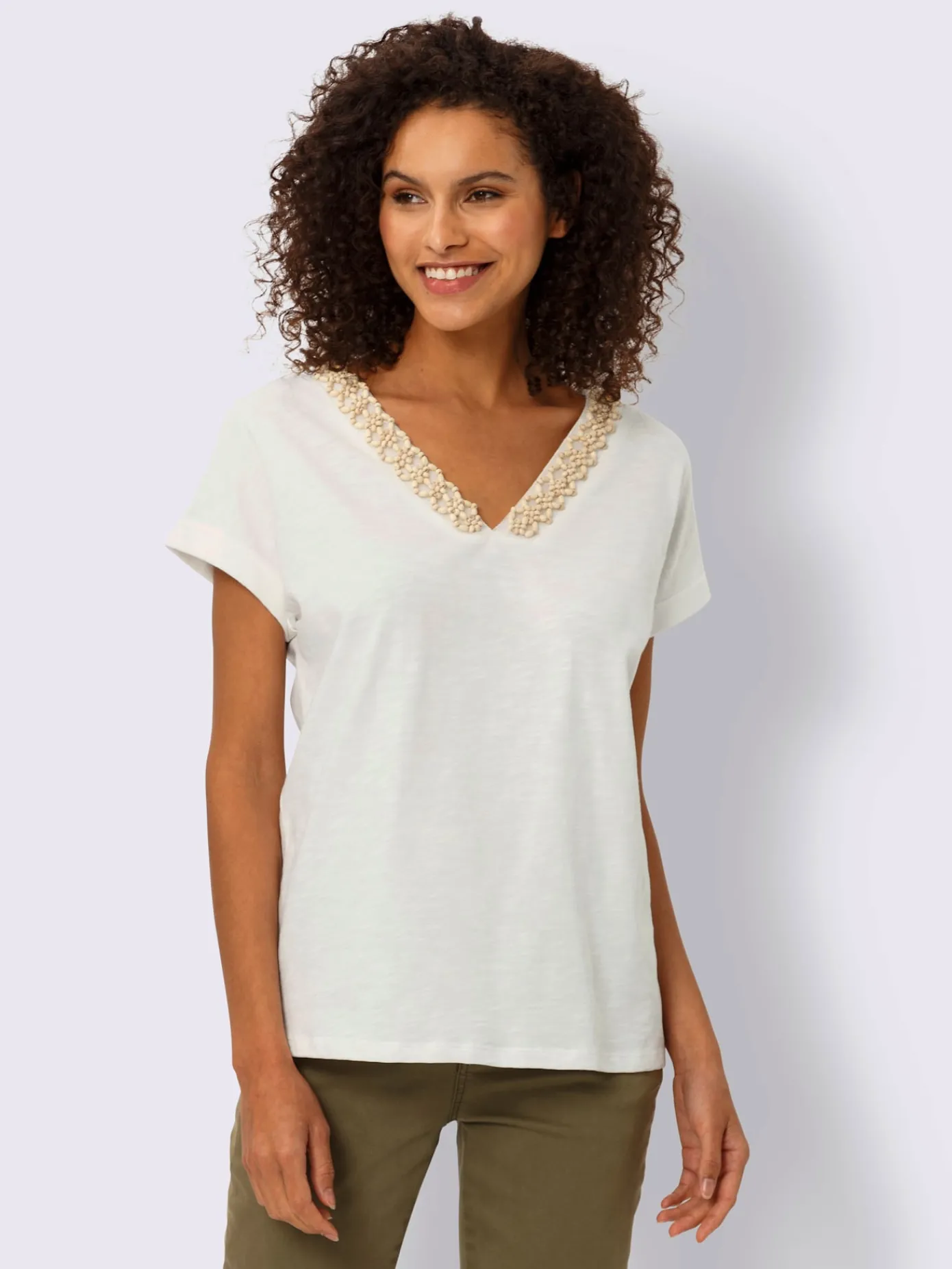 Linea Tesini T-Shirts<T-shirt en v pierres brillantes fantaisie