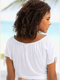 s.Oliver T-Shirts<T-shirt encolure arrondie élastiquée